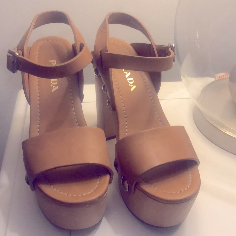 Brown PRADA platform sandals, size 37